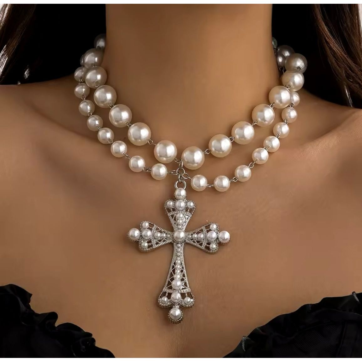 Pearl Cross Necklace