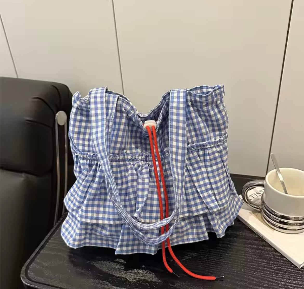 Plaid Ruffle Tote