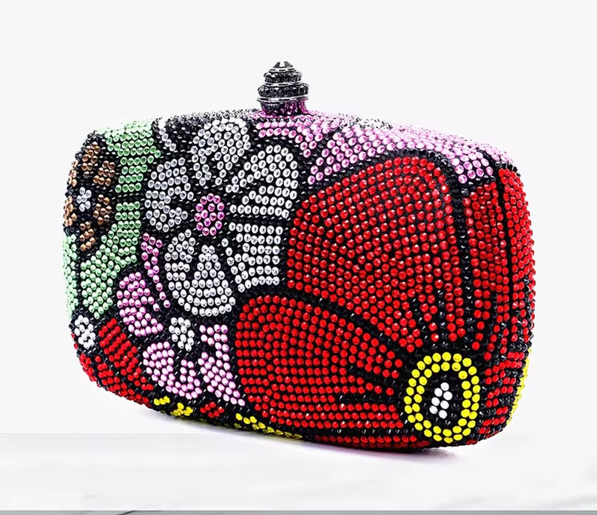 Rhinestone Flower Clutch