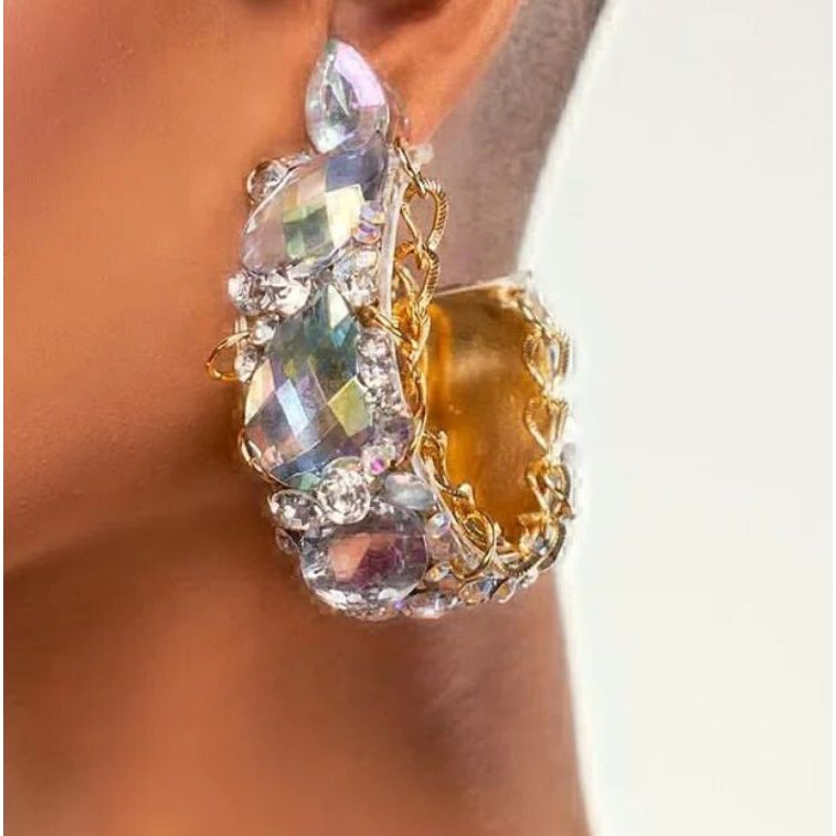 Giant Rhinestone Hoops