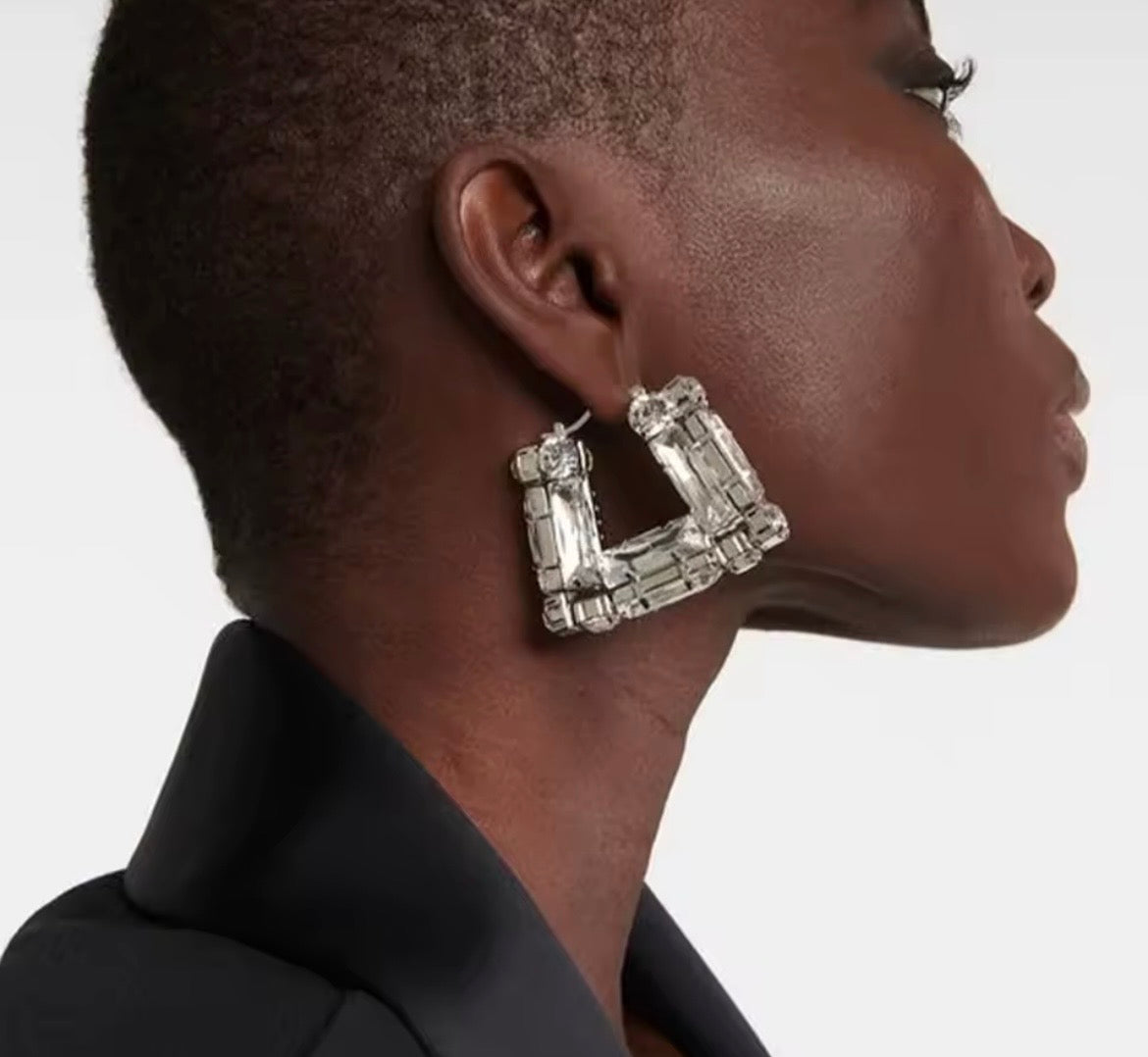 Square rhinestone hoops