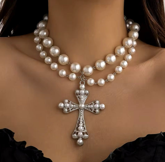 Pearl Cross Necklace