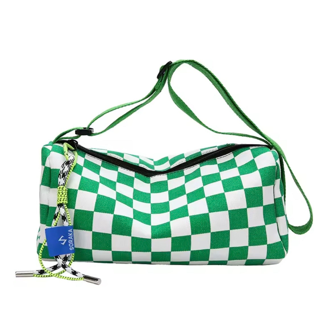Checkered canvas purse