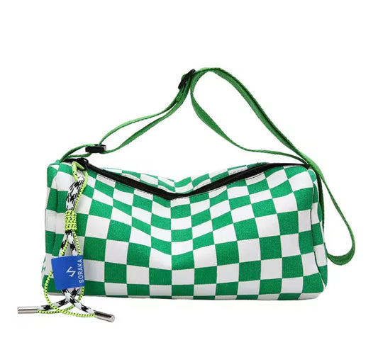 Checkered canvas purse