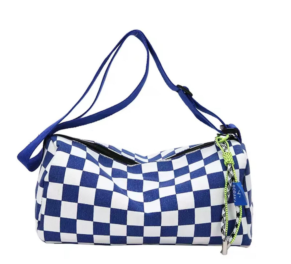 Checkered canvas purse