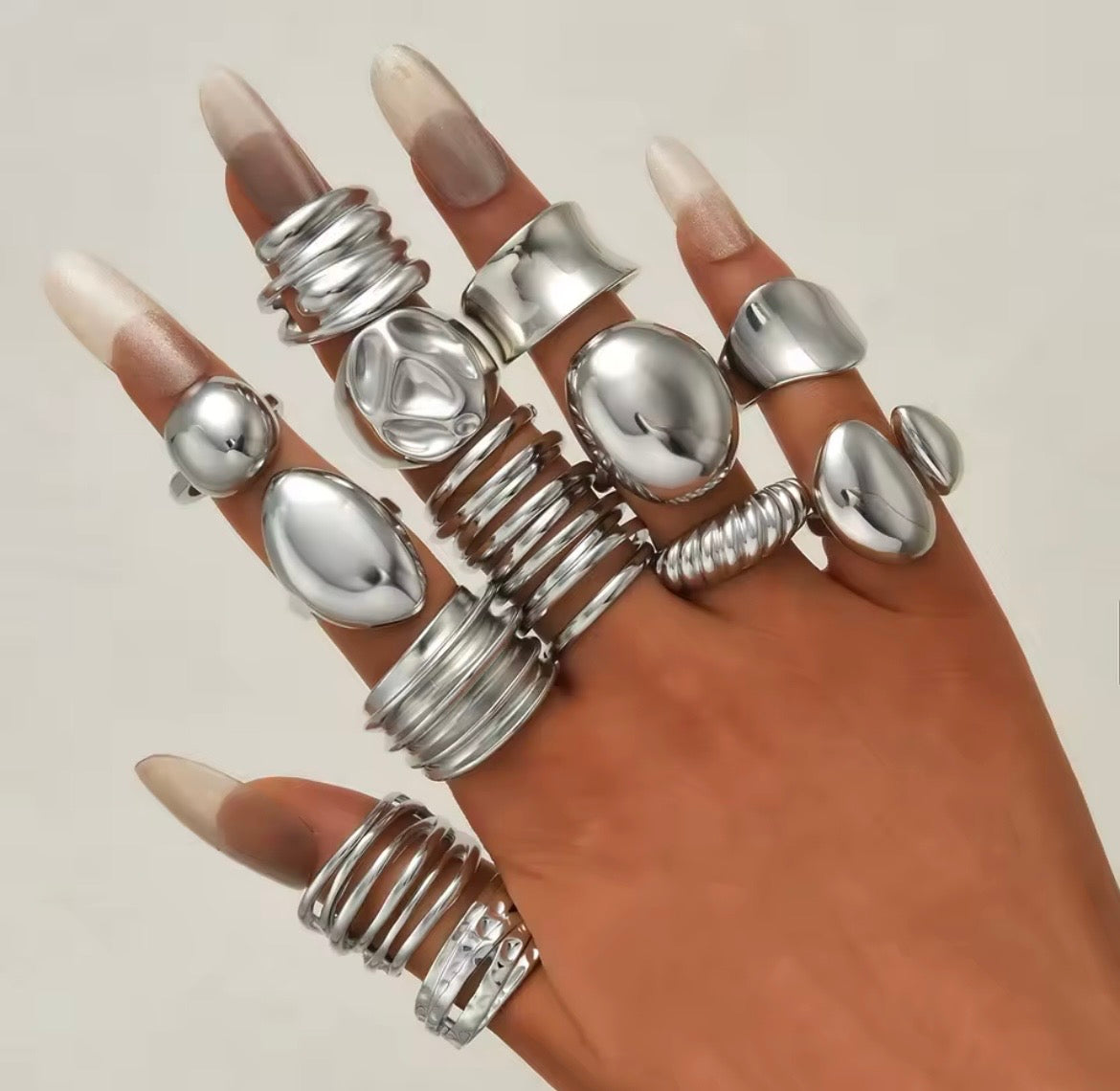 Silver ring set