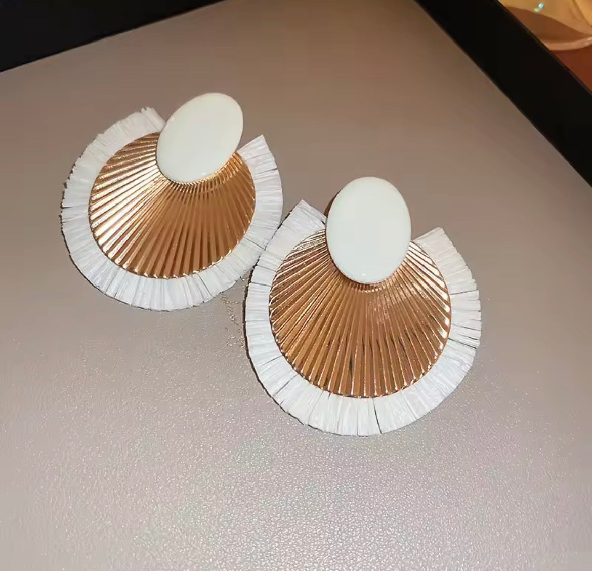 Pleated Straw earrings