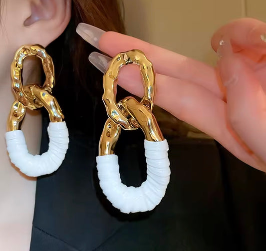Chain and White Earrings