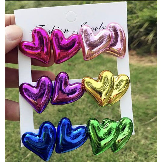 Metallic Heart Earrings