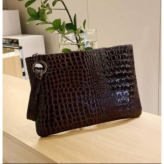 Brown Croc Clutch