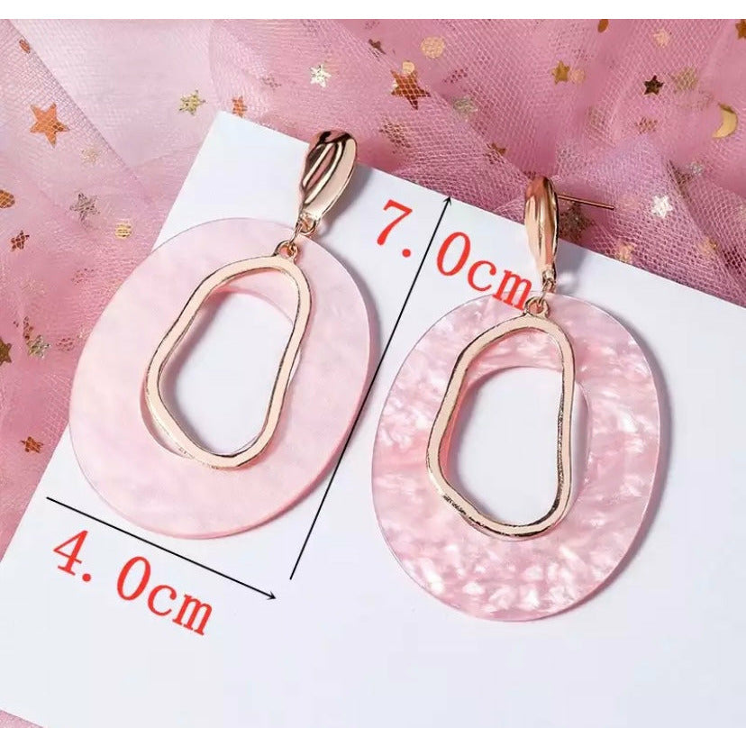 Pink Oval Earrings