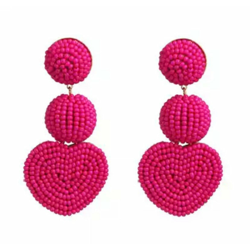 Beaded Heart Earrings