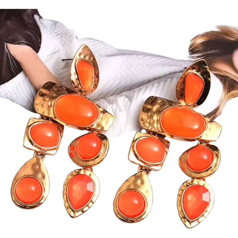 Orange Stone Earrings