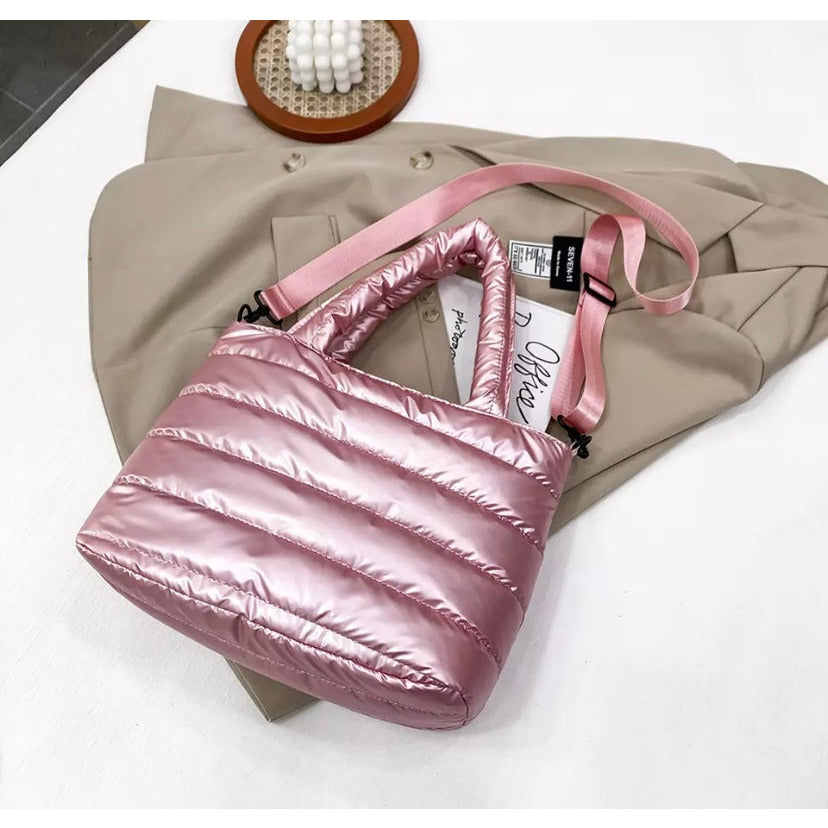 Metallic puffer purse