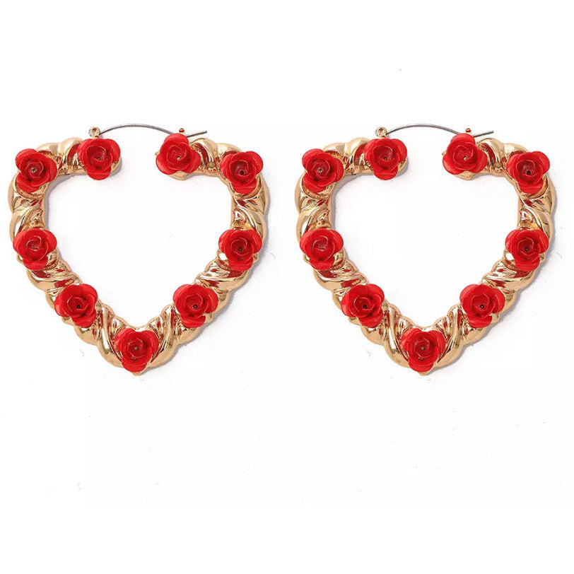 Rose Heart Earrings