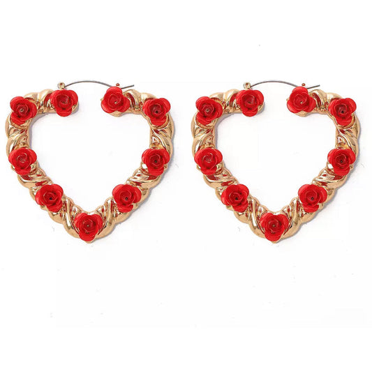 Rose Heart Earrings