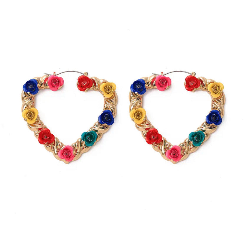 Rose Heart Earrings